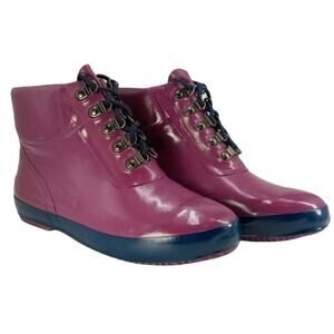 Lands End Womens Purple Blue Rain Boot Bootie Womens Size 8 161639